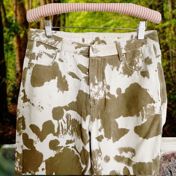 et clet Coastal Cowboy Cow Print wide Leg Jeans Sz M 30"/29" High Waist Cotton - Picture 5 of 8